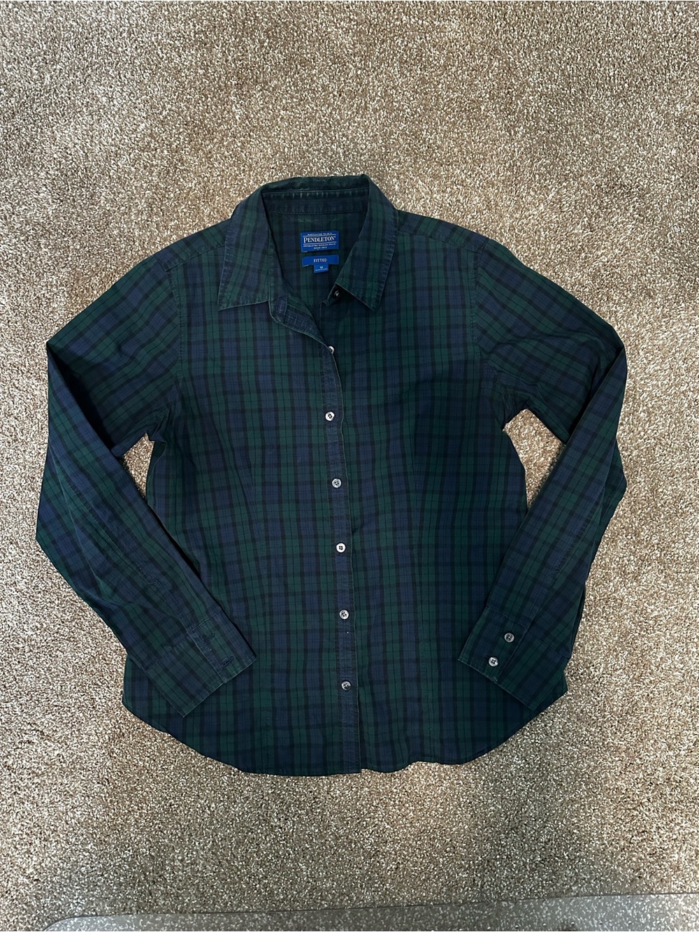 Pendleton Green & Navy Plaid Women’s Button-Up Shirt